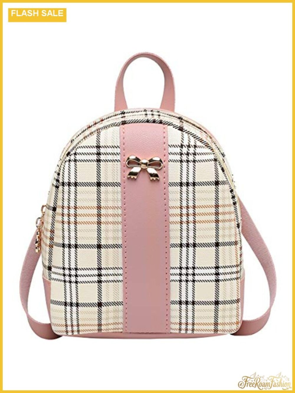 NUWA Plaid Mini Backpack Purse Cute Bow Lightweight 2-in-1 Crossbody Bag for